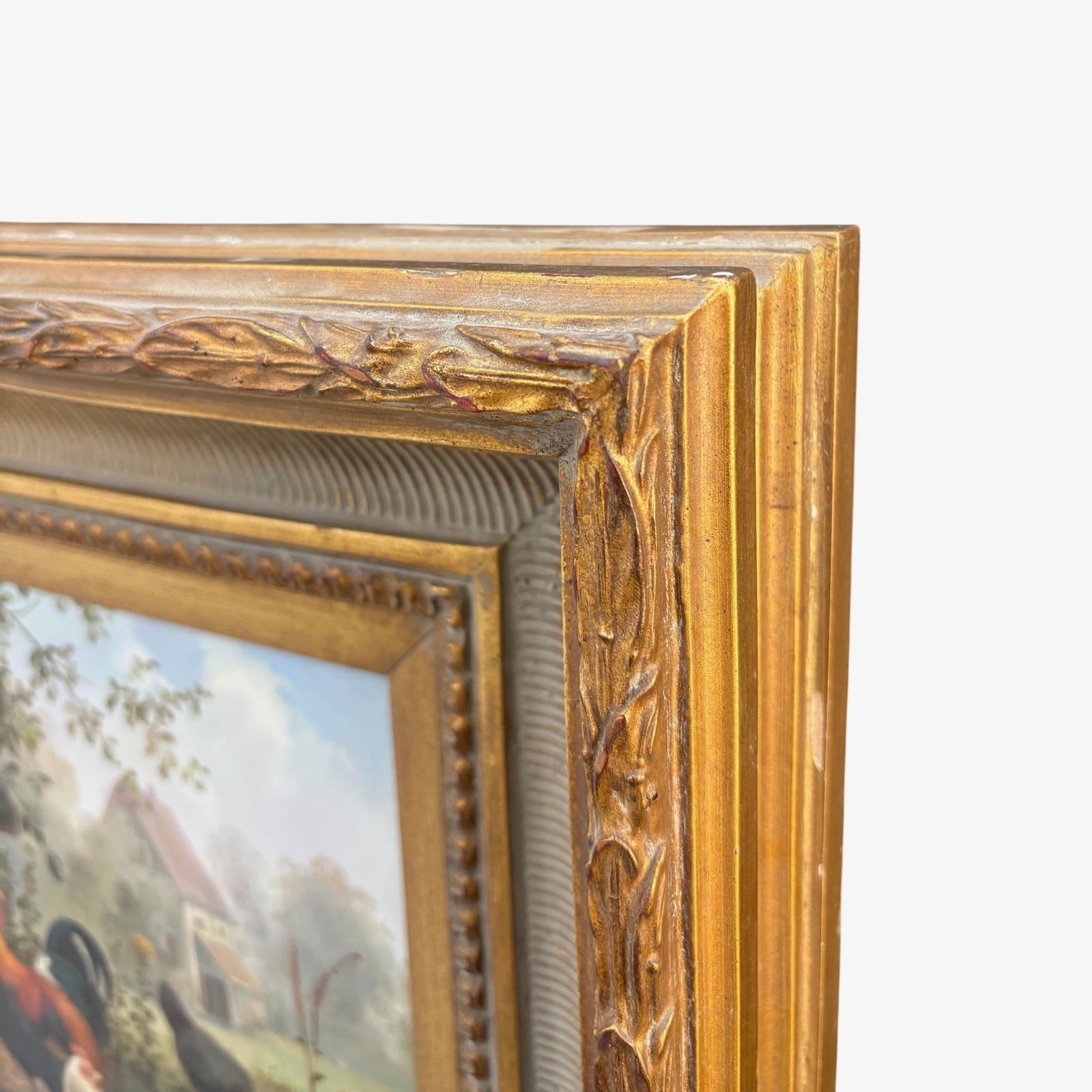 Framed Oil-on-Board Farmyard Scene in the Dusseldorf School Style, Circa Mid-Century - 3
