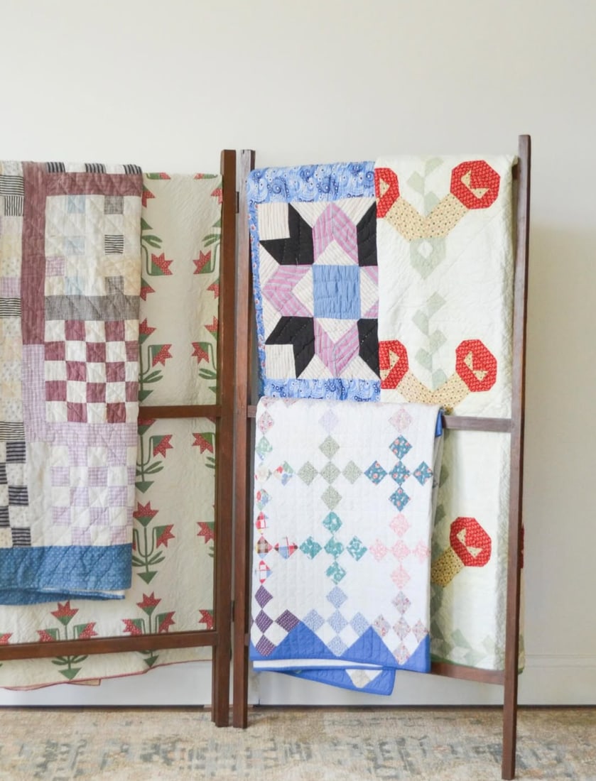 Antique Hand Quilted Scrap Patchwork Quilt C1930s Folk Art Textile - 11