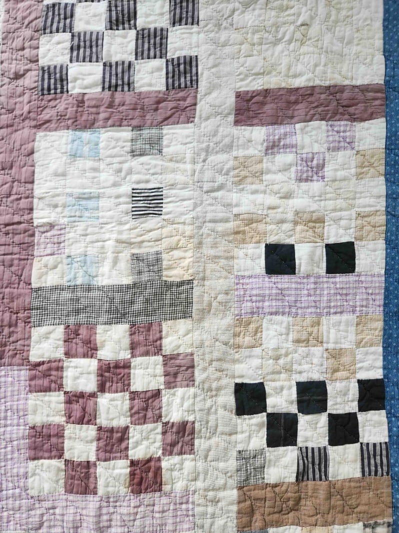 Antique Hand Quilted Scrap Patchwork Quilt C1930s Folk Art Textile - 6