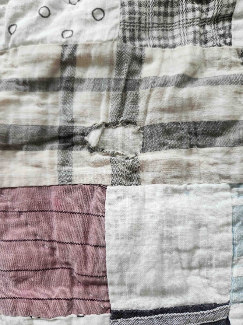Antique Hand Quilted Scrap Patchwork Quilt C1930s Folk Art Textile - 8