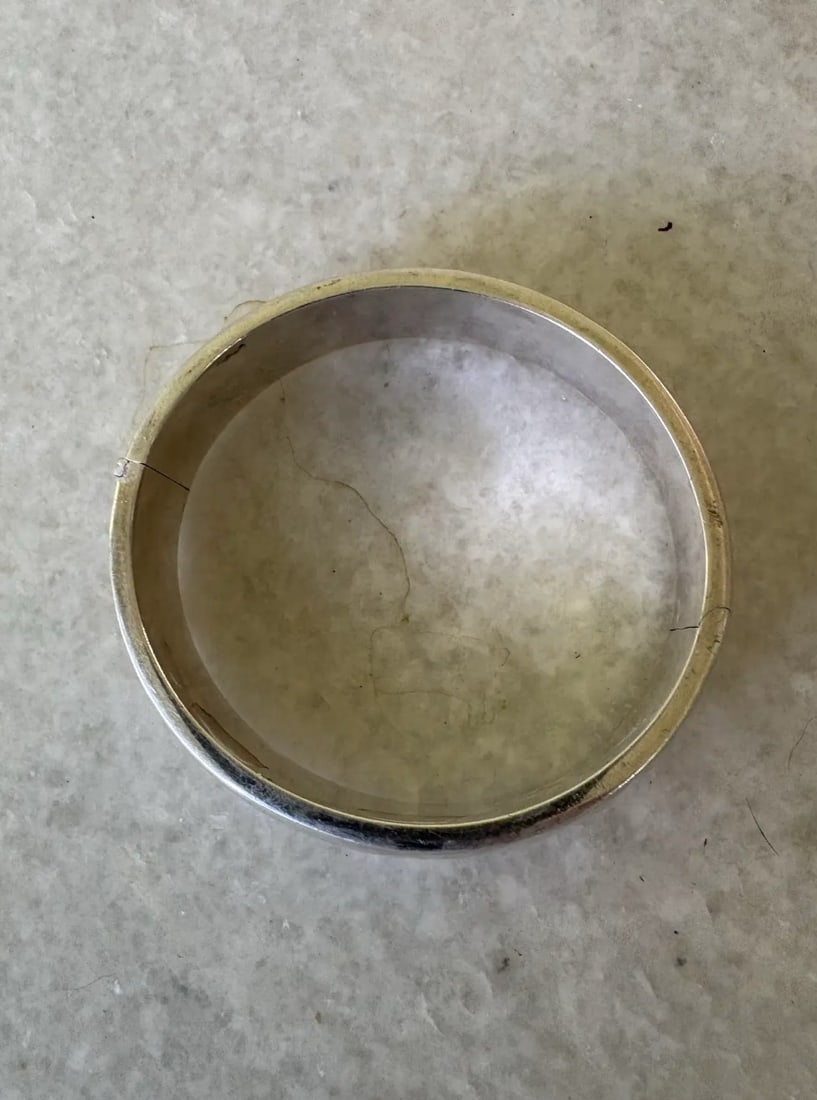 Vintage Sterling Silver Hinge Bangle Bracelet - 4