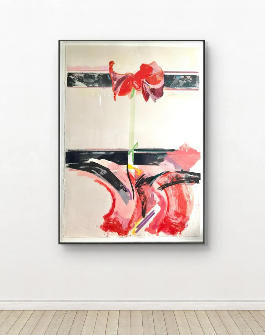 1980s David Swanson Large Watercolor Painting on Paper in Metal Frame - Signed and Dated - 2