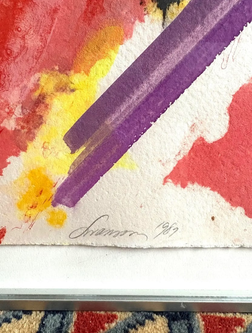 1980s David Swanson Large Watercolor Painting on Paper in Metal Frame - Signed and Dated - 7
