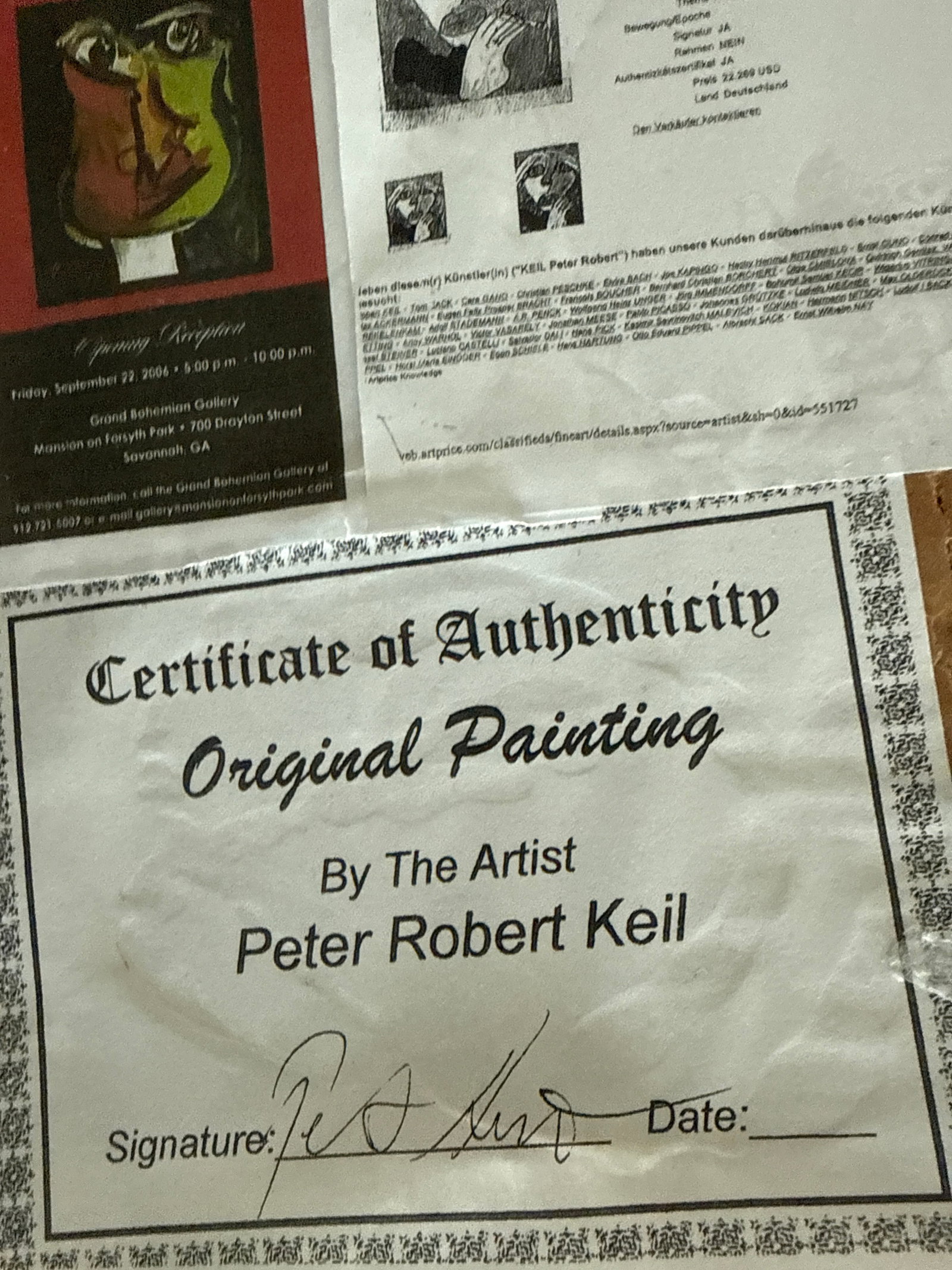 1970s Original Peter Keil Abstract Face / Birds Painting - 6