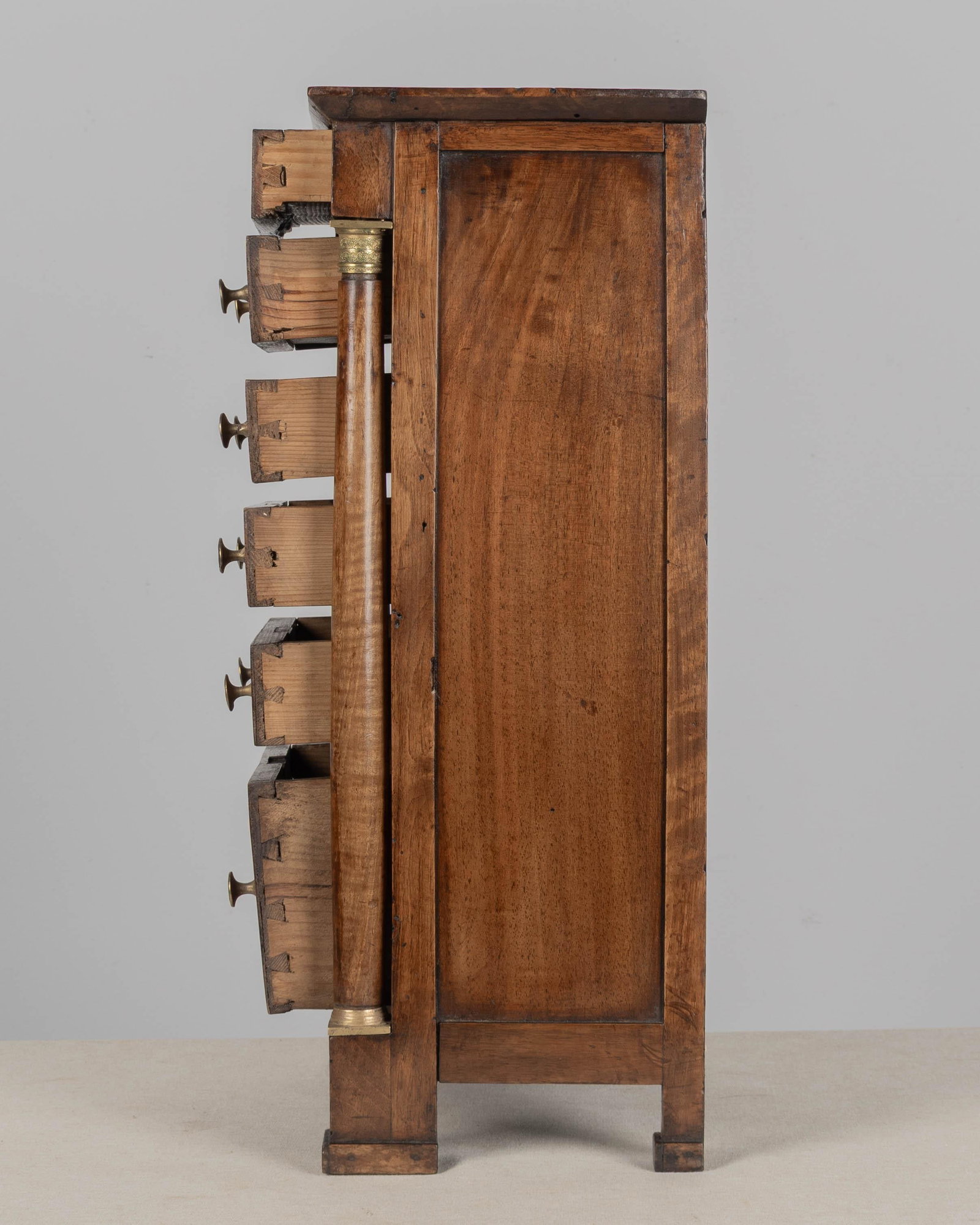 French Empire Miniature Semainier Chest, Walnut & Brass, Circa 1800 - 6