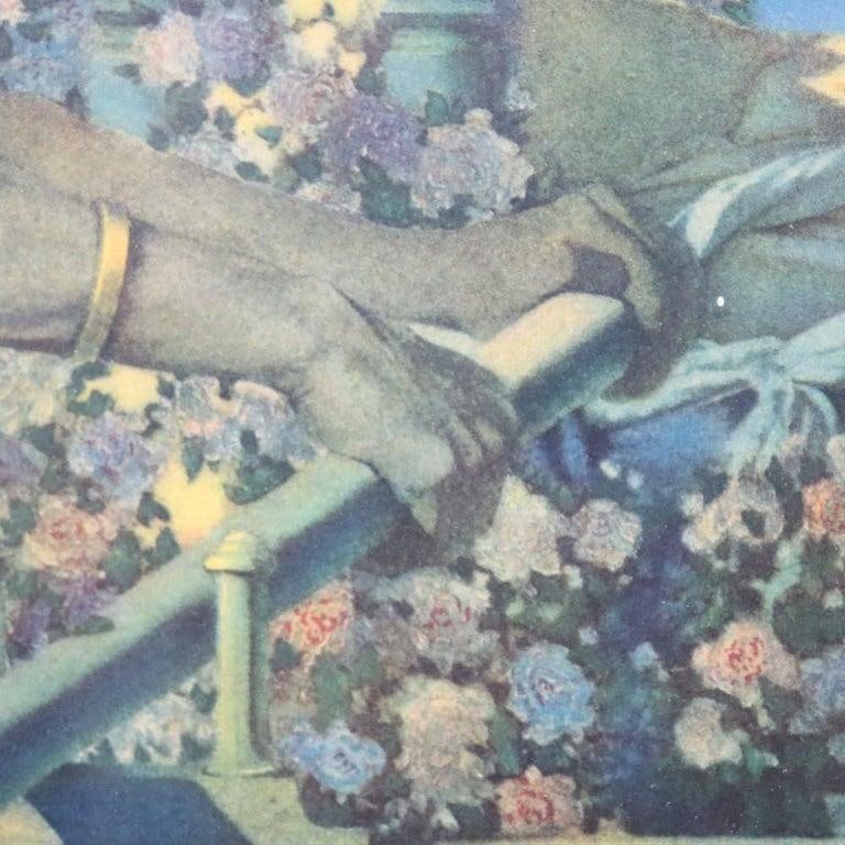 Large Antique Wall Mirror With Maxfield Parrish Print Insert "Cleopatra" C1920 - 6