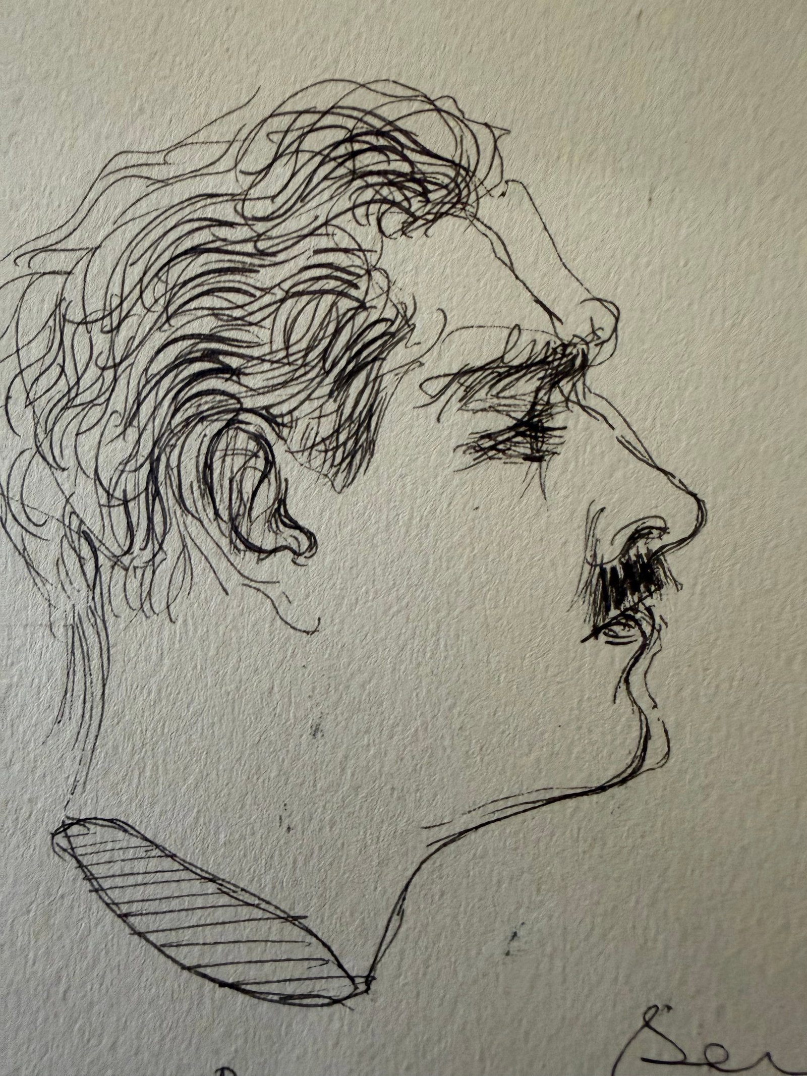 1955 Dimitrie Berea Pencil Self-Portrait Sketch in Paris on June 22, 1955 - 2