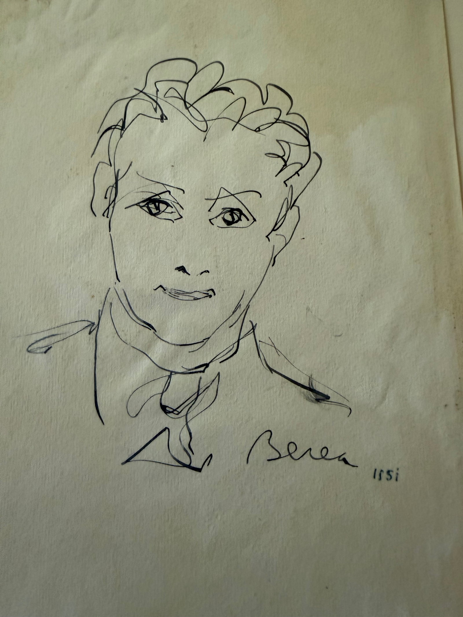 1951 Pencil Sketch by Dimitrie Berea - Possible Self-Portrait - 2