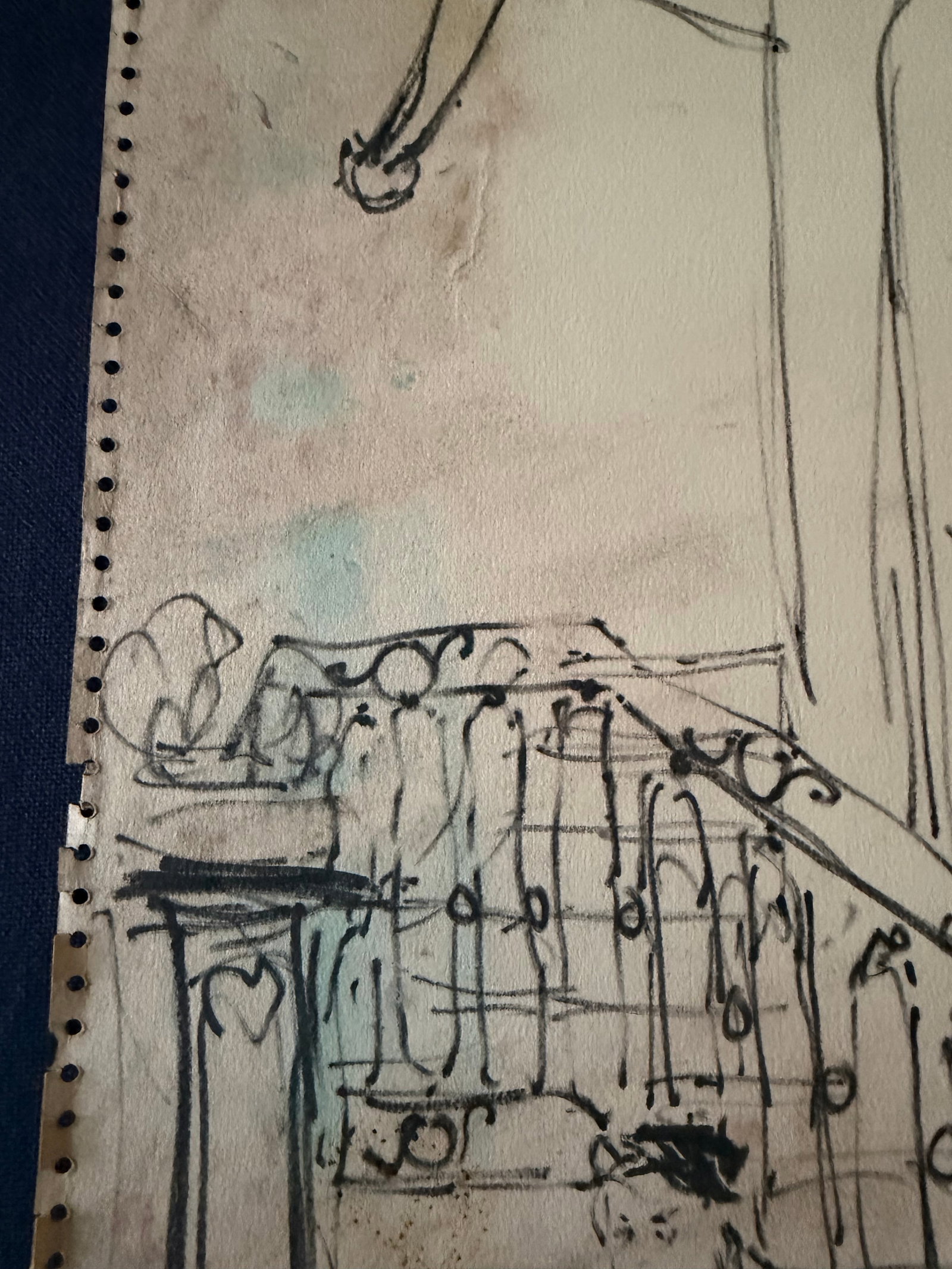 1952 Original Ink Sketch by Dimitrie Berea of an Interior Scene From a Cafe in Brussels, Belgium in - 3