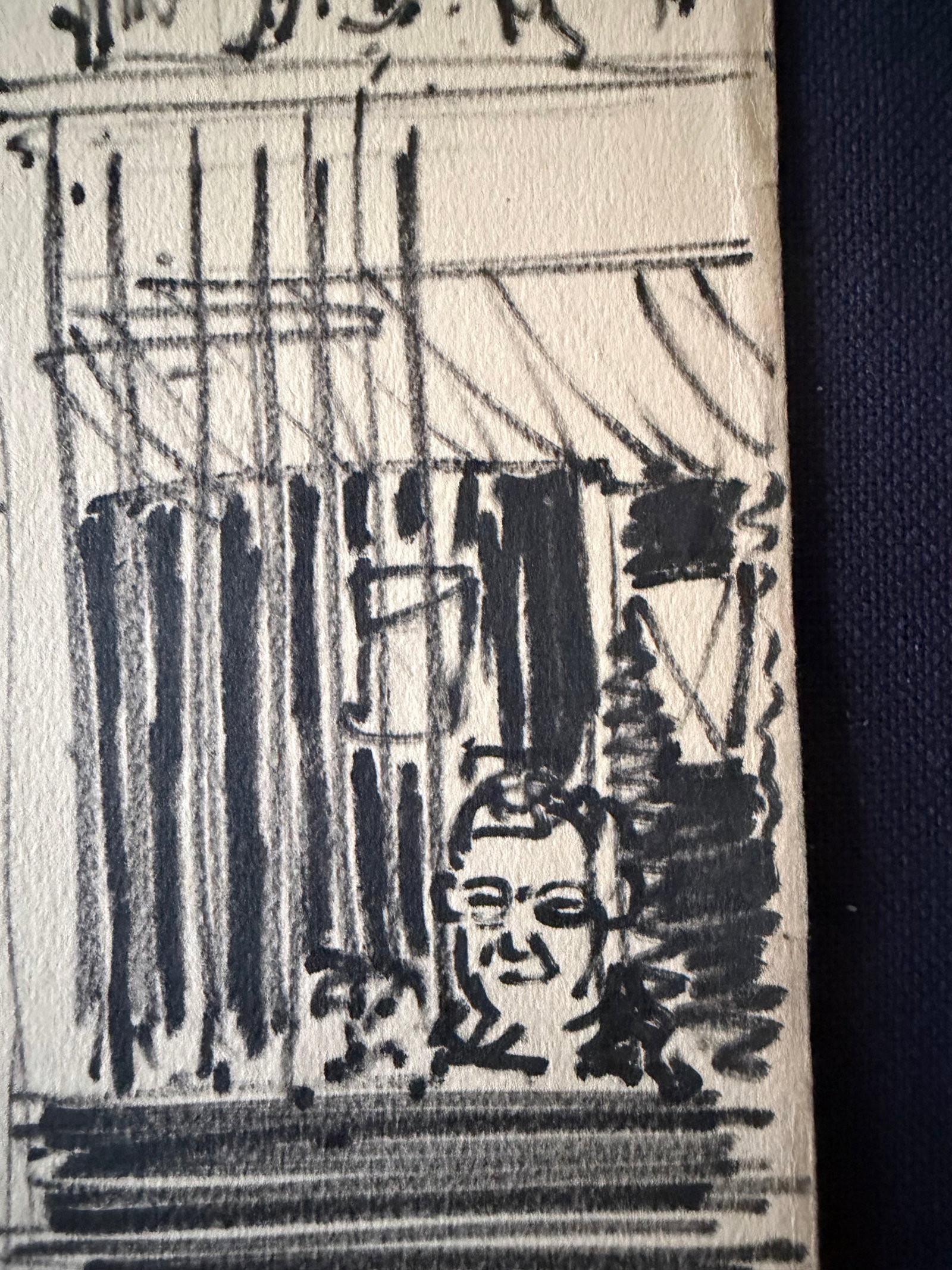 1952 Original Ink Sketch by Dimitrie Berea of an Interior Scene From a Cafe in Brussels, Belgium in - 5