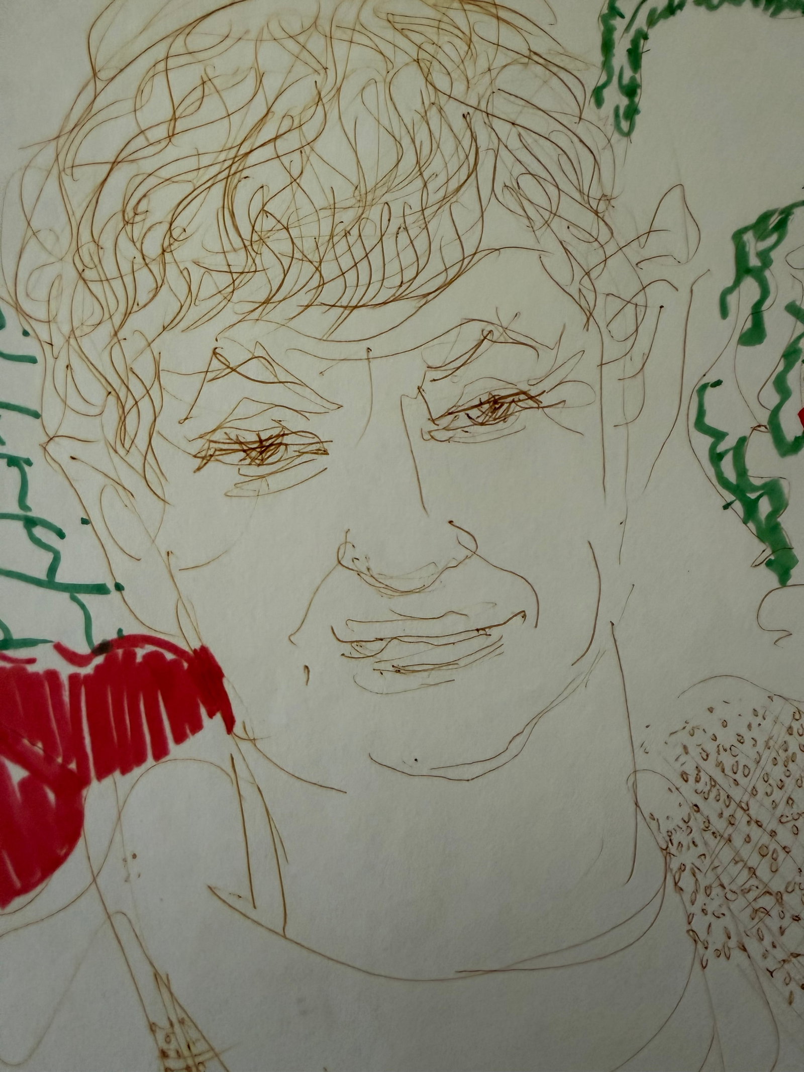 1964 Dimitrie Berea Colored Sketch of a Man Prepared With Ink and Markers - 2