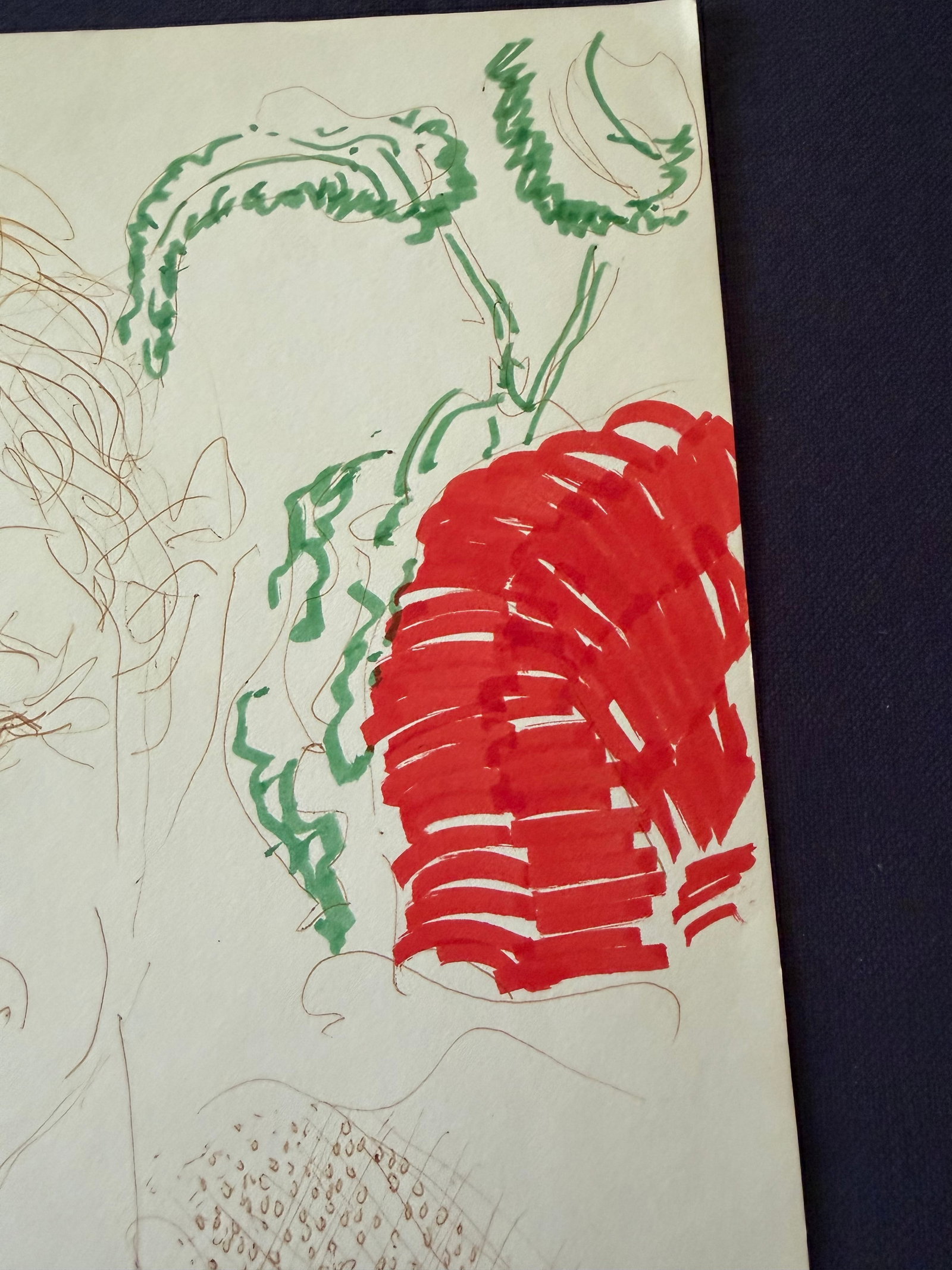1964 Dimitrie Berea Colored Sketch of a Man Prepared With Ink and Markers - 4