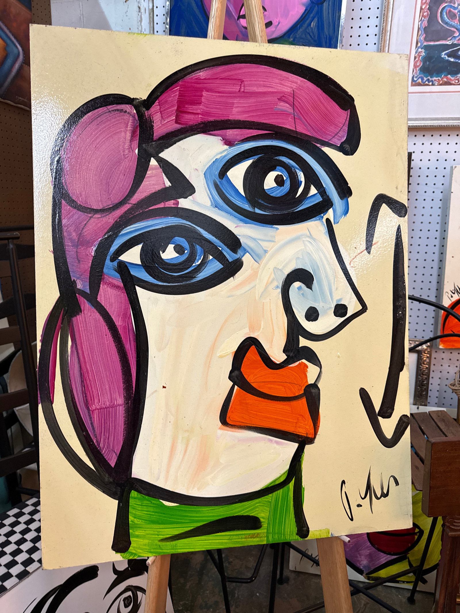 1970s Peter Keil Original Abstract Cubist Portraiture Painting - 2
