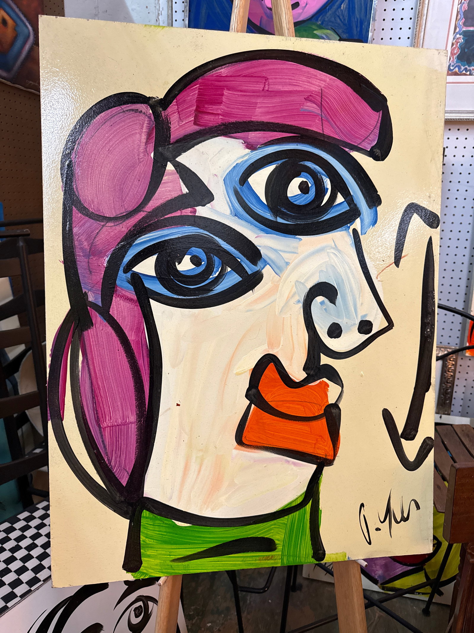 1970s Peter Keil Original Abstract Cubist Portraiture Painting - 3