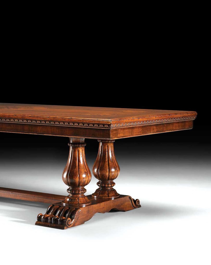 Italian Walnut Extension Trestle Dining Table - 2