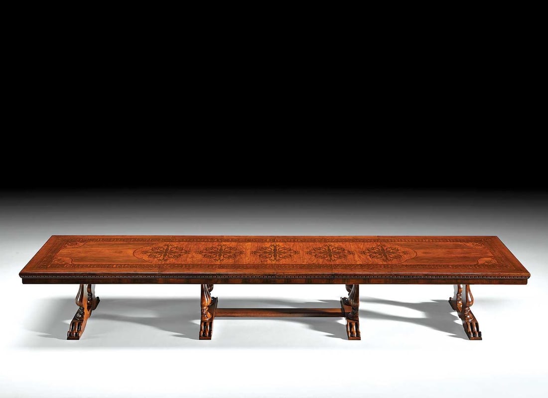 Italian Walnut Extension Trestle Dining Table - 3