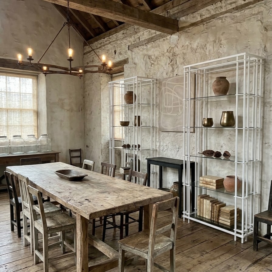Post Modern Architectural Steel and Glass | Pair of 1980s Postmodern Etageres - 3