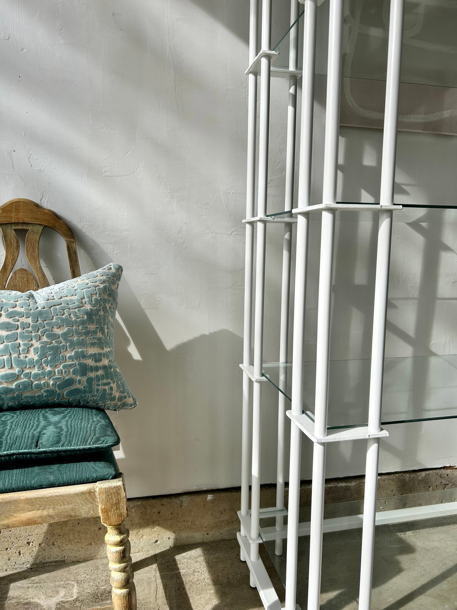 Post Modern Architectural Steel and Glass | Pair of 1980s Postmodern Etageres - 5