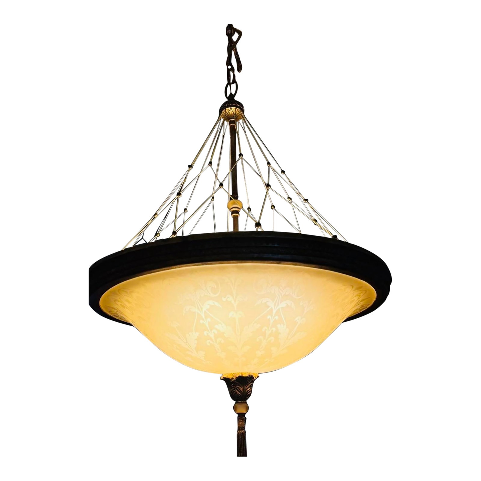 1990s Pasquale Miranda for Murray Feiss, 24" Hollywood Regency Etched Authentic Alabaster Chandeli - 12