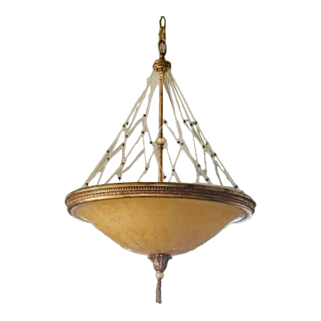 1990s Pasquale Miranda for Murray Feiss, 24" Hollywood Regency Etched Authentic Alabaster Chandeli: . Elevate your interior with this striking 20th-Century Neoclassical Inverted Dome Pendant Chandelier, Designed By Pasquale Miranda for Murray Feiss Industries. A masterclass in classical symmetry