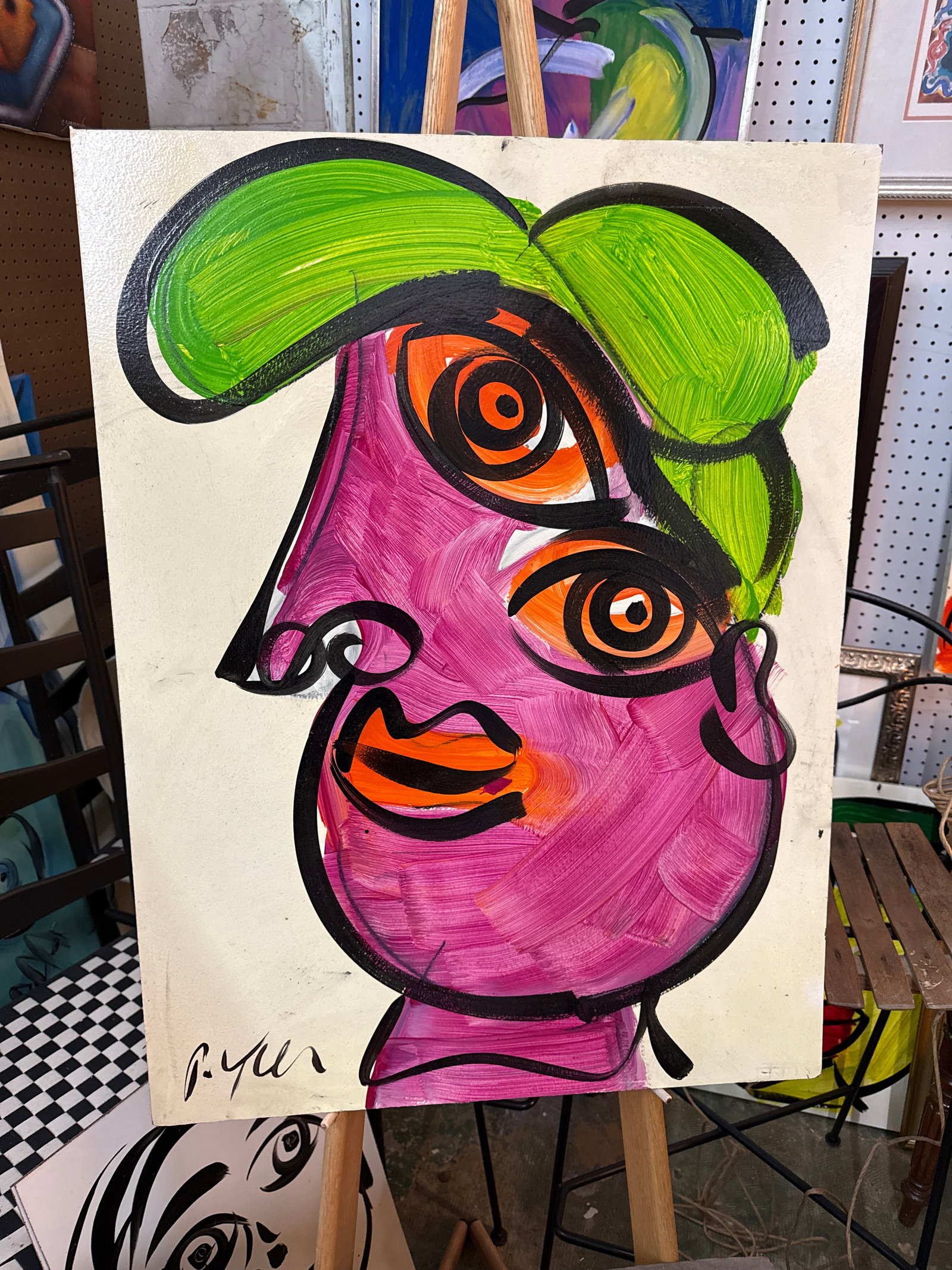 1970s Peter Keil Original Cubist Portrait Painting - 2