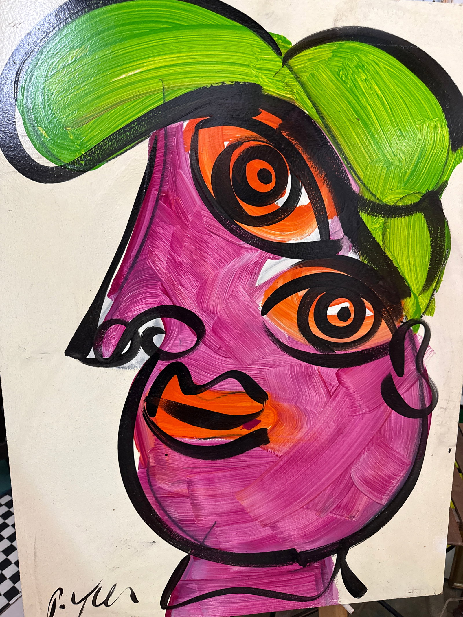 1970s Peter Keil Original Cubist Portrait Painting - 3
