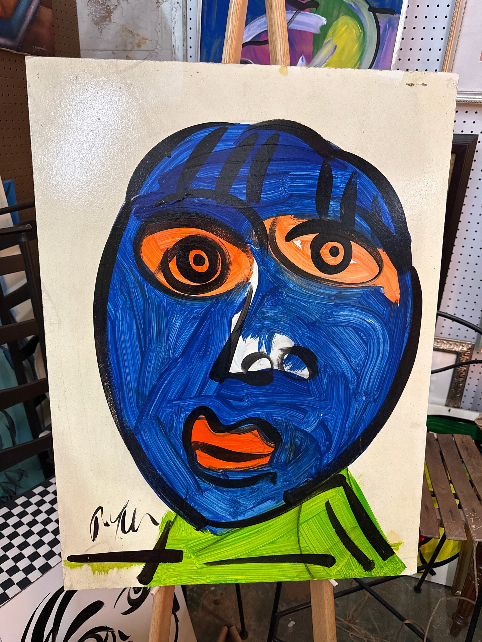 1970s Peter Keil Original Blue Face Painting - 2