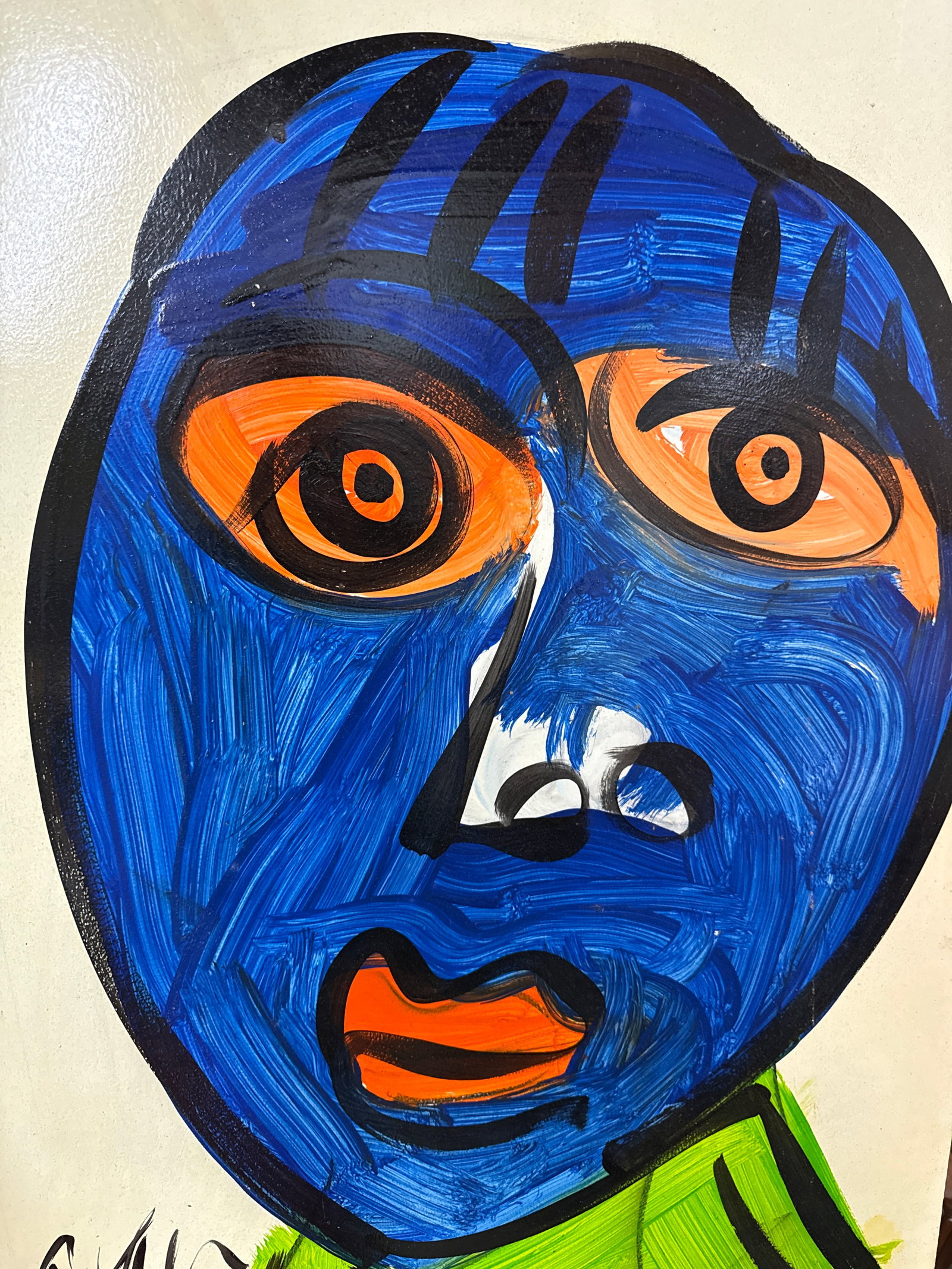 1970s Peter Keil Original Blue Face Painting - 3