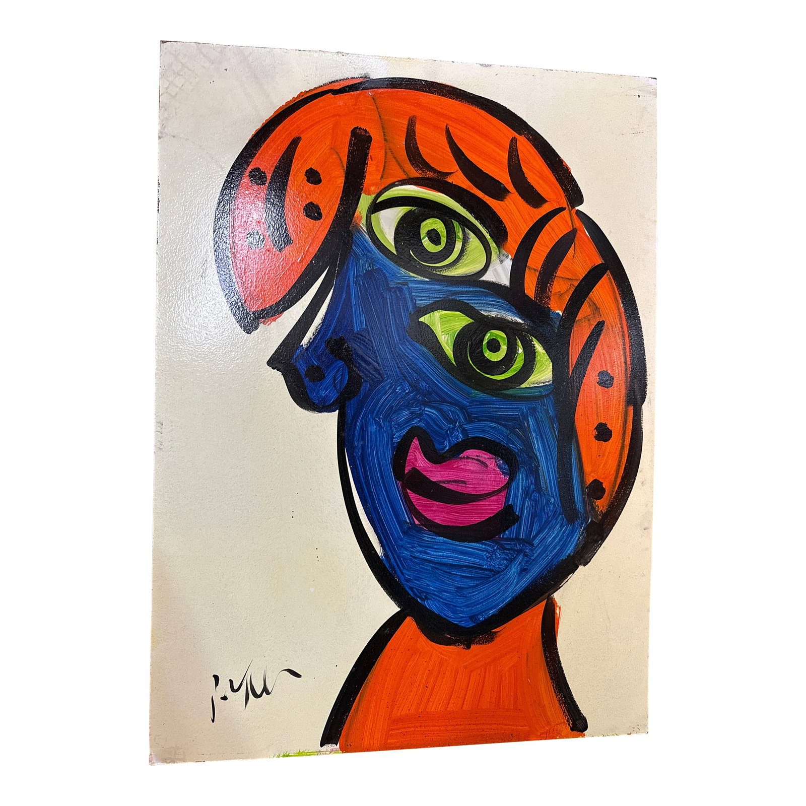 1970s Peter Keil Abstract Cubist Blue Portrait Painting: 1970s Peter Keil Abstract Painting of a cubist female. Executed with oil on board. COA on back guaranteed authentic direct from Peter Keil in south florida. 32" height Condition: Alterations: Original