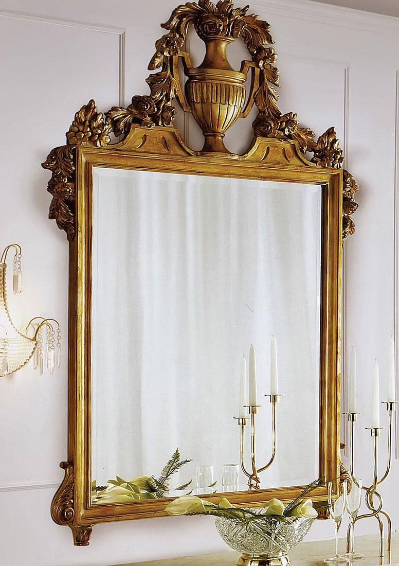 Italian Hand-Carved Gold Leaf Wall Mirror With Beveled Glass - 2
