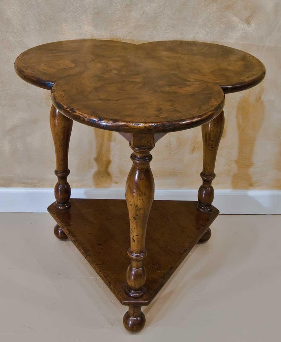 Talian Clover Leaf End Table in Walnut Burl - 2