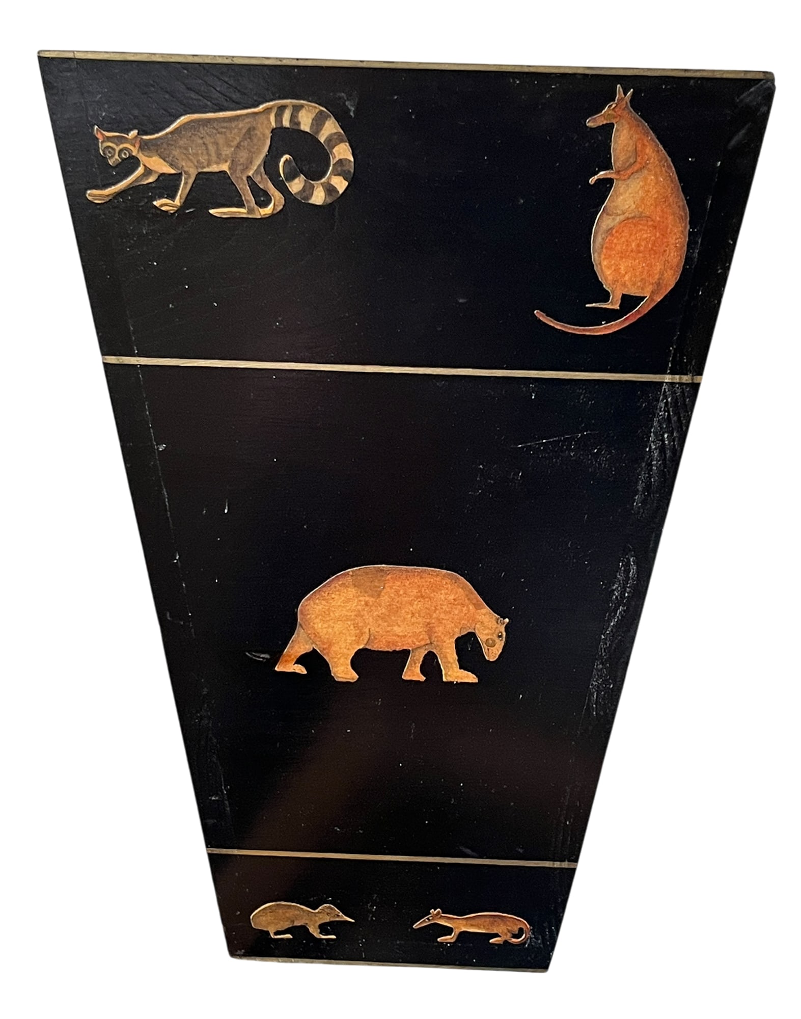 Vintage Safari Animal Appliqué Wood Wastebasket by the Essex Collection - 4