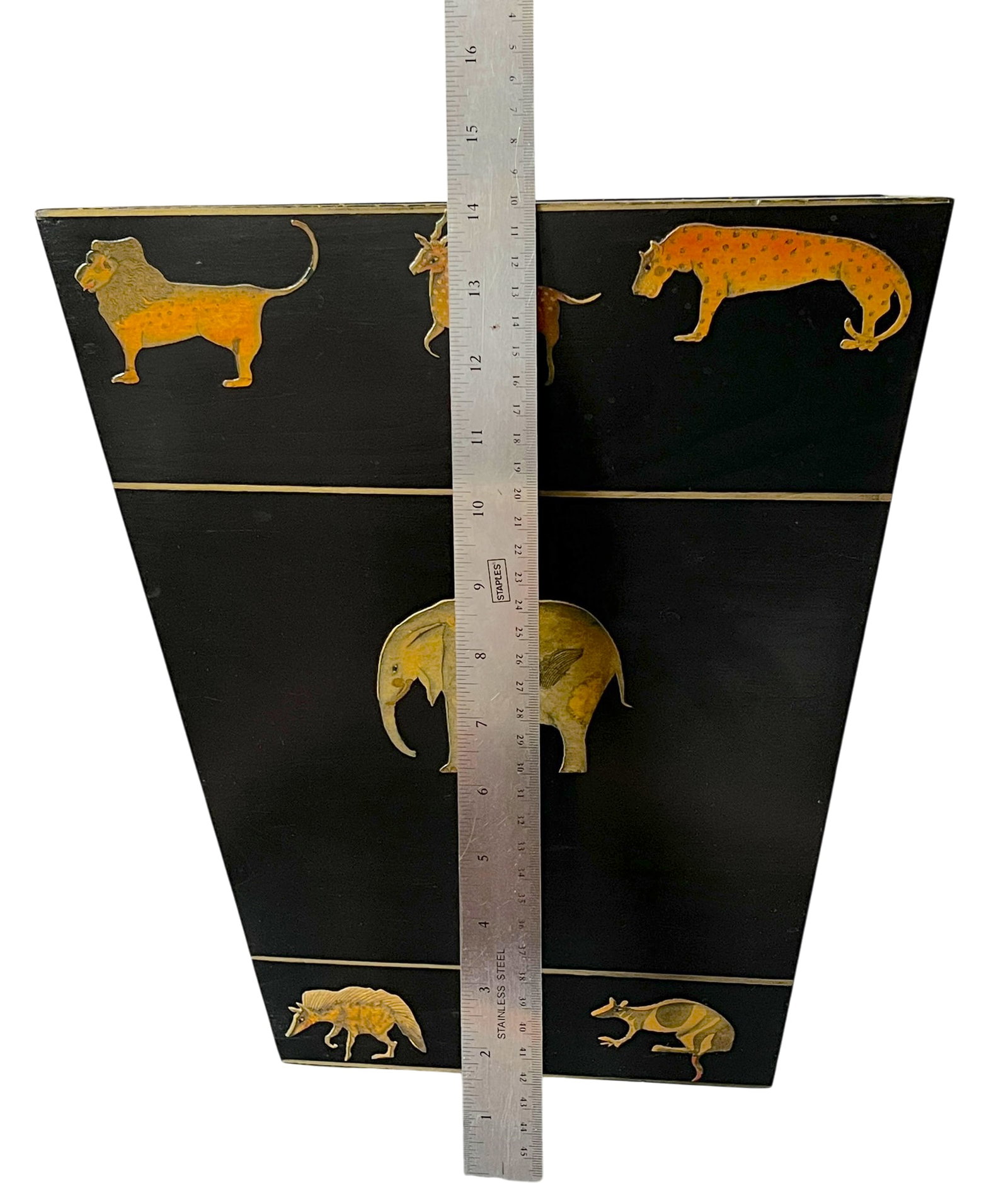 Vintage Safari Animal Appliqué Wood Wastebasket by the Essex Collection - 8