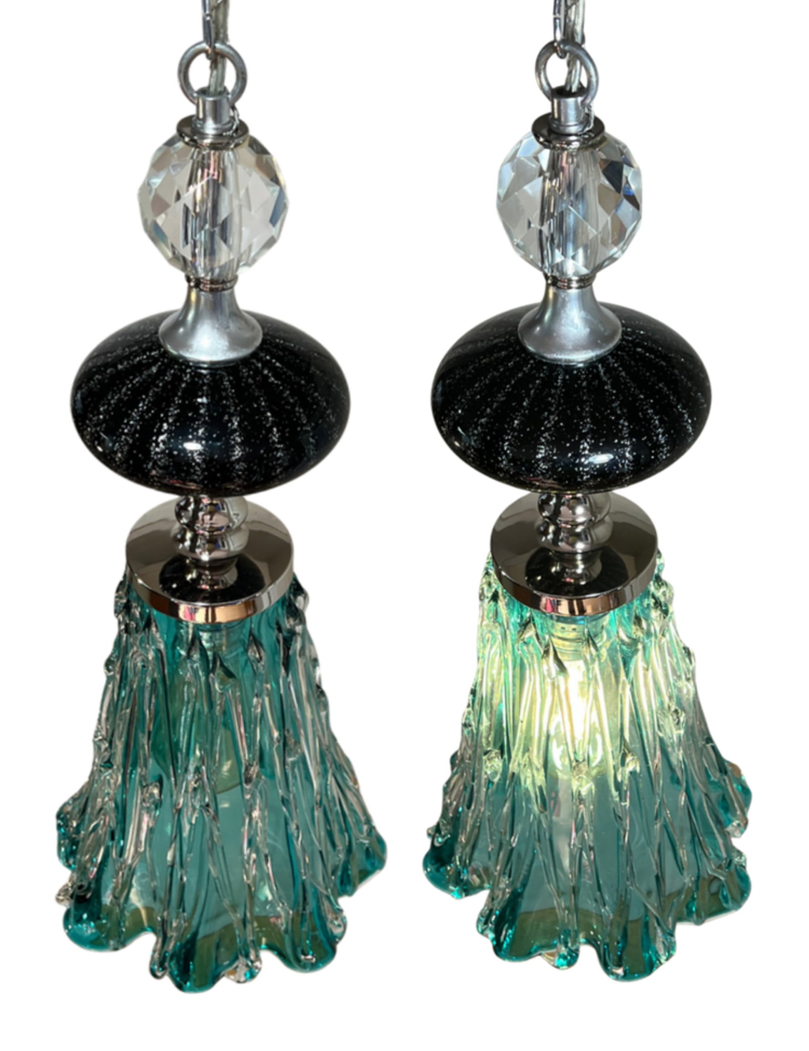 Art Glass Aqua Black Pendant Light - 9