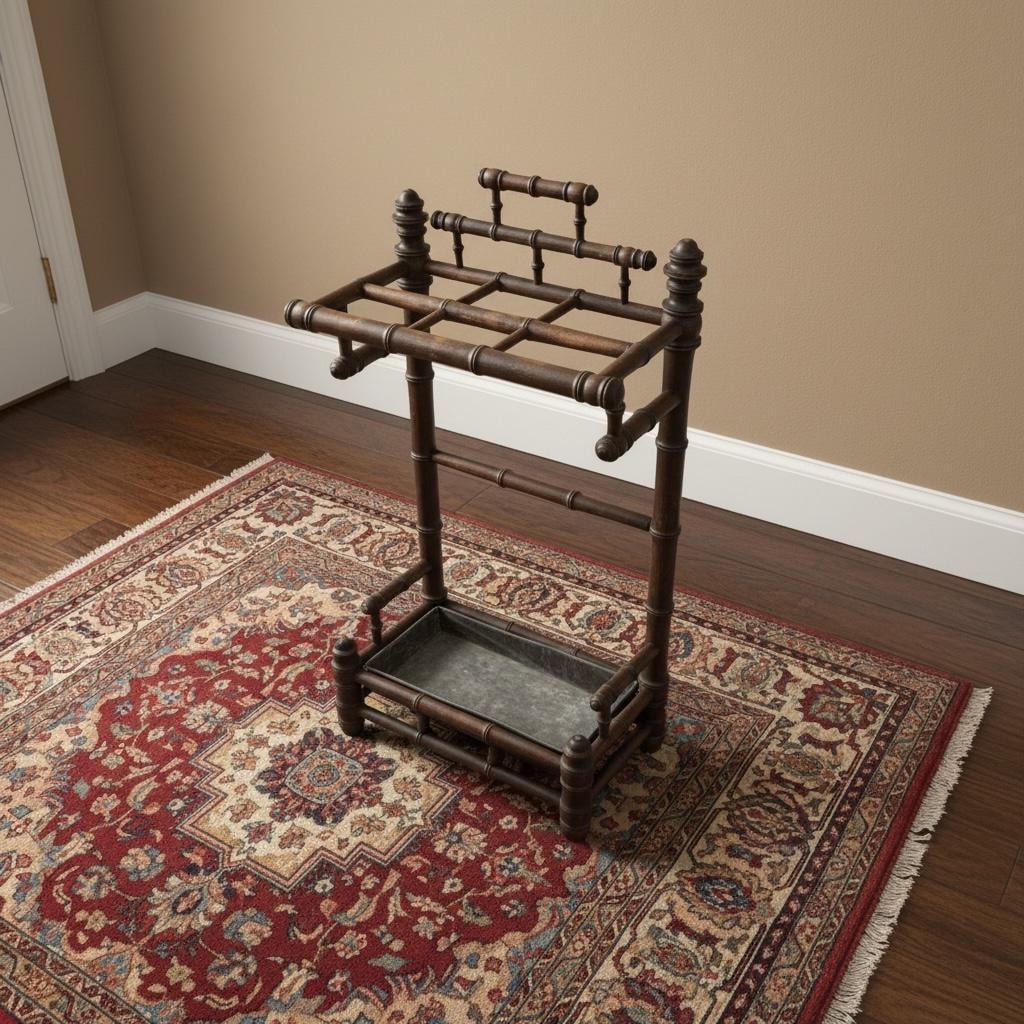 Late 19th-Century French Faux Bamboo Umbrella Stand With Original Zinc Liner - 3