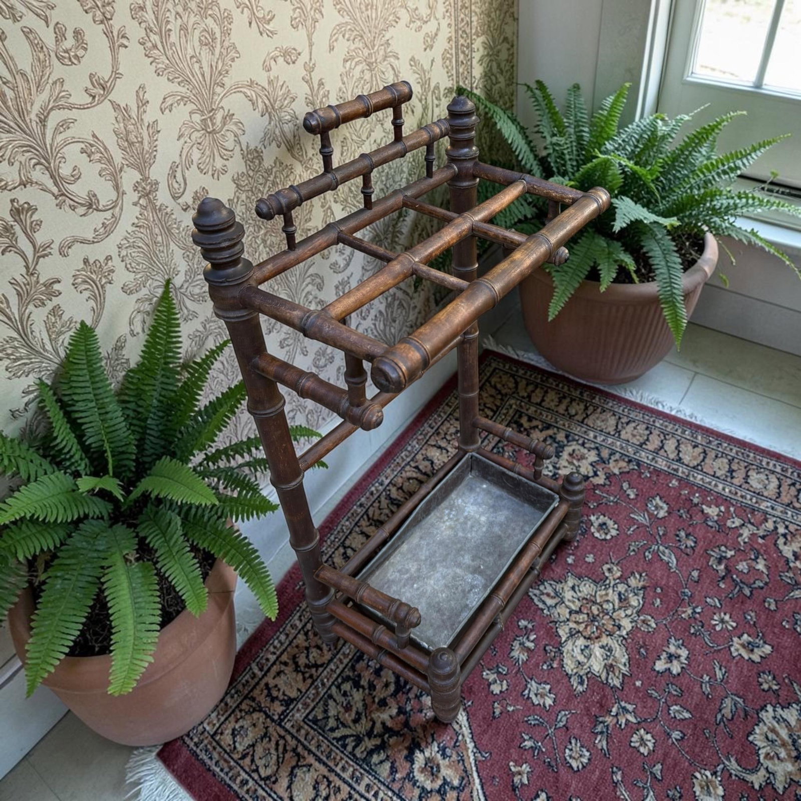 Late 19th-Century French Faux Bamboo Umbrella Stand With Original Zinc Liner - 4