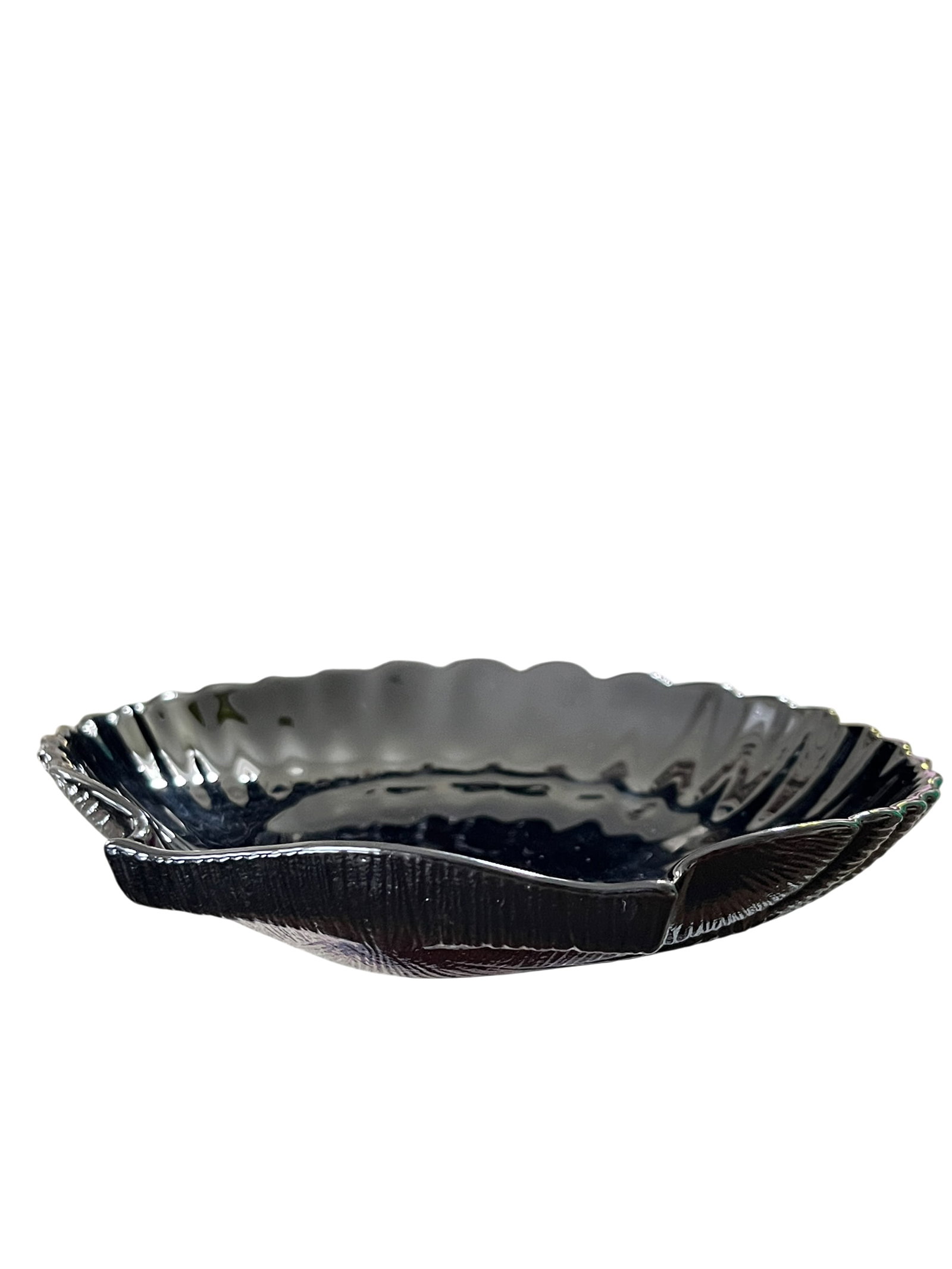 Set of 12 Vintage Arcoroc France "Coquillage" Black Glass Shell Dishes, Circa 1960s - 9