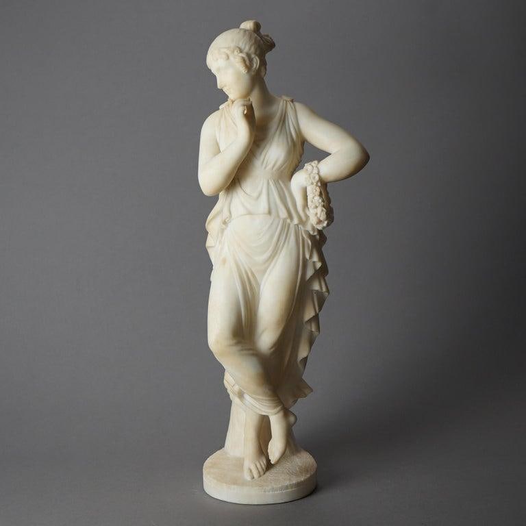 Classical Alabaster Sculpture of a Woman by P. Bazzanti, Florence 19thC - 2