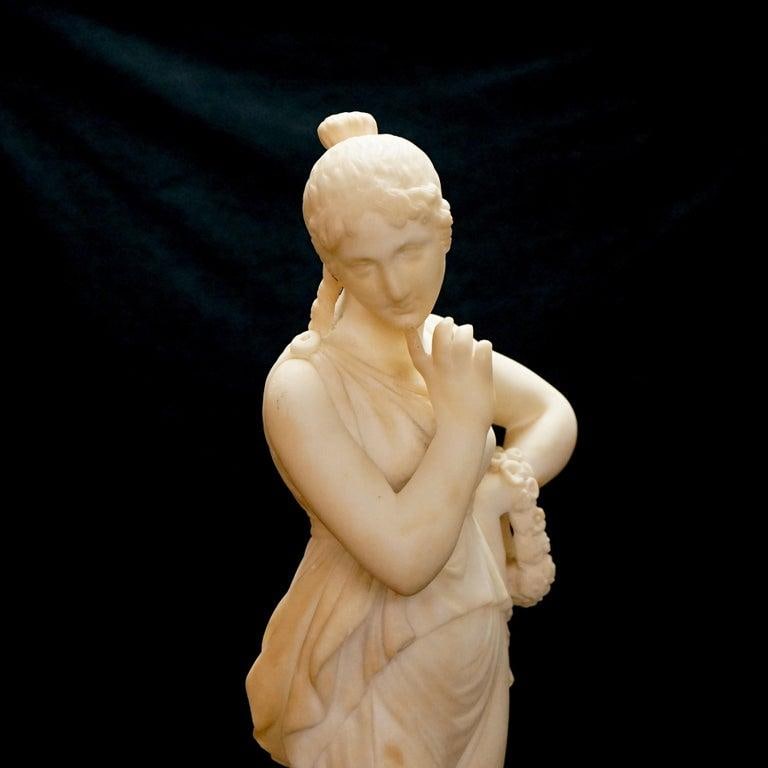 Classical Alabaster Sculpture of a Woman by P. Bazzanti, Florence 19thC - 4