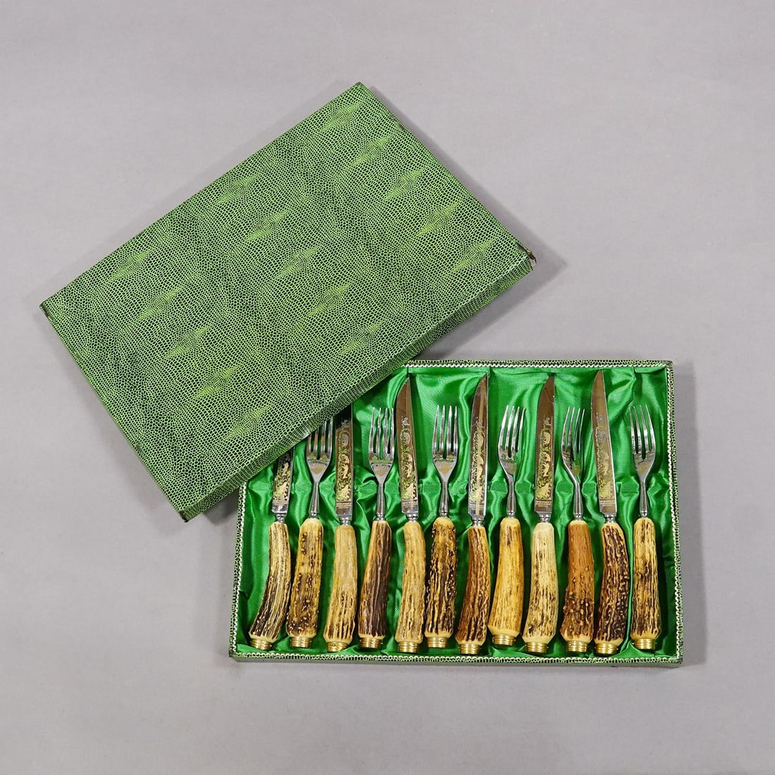 Vintage Stainless Steel and Horn Cutlery Set 'Othello' by Anton Wingen, 1950s - 2