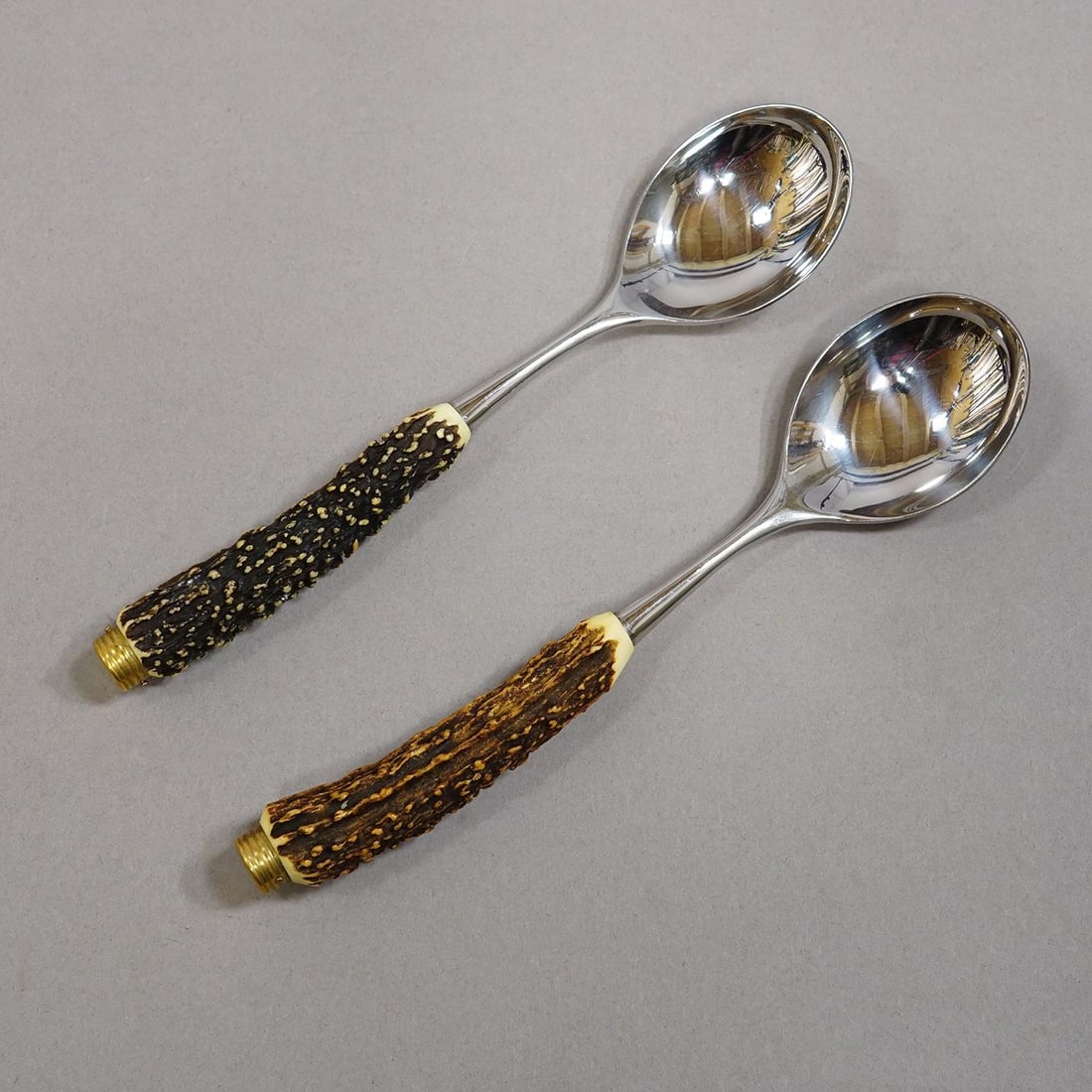 Vintage Stainless Steel and Horn Cutlery Serving Spoons, Wingen 1960s - 2