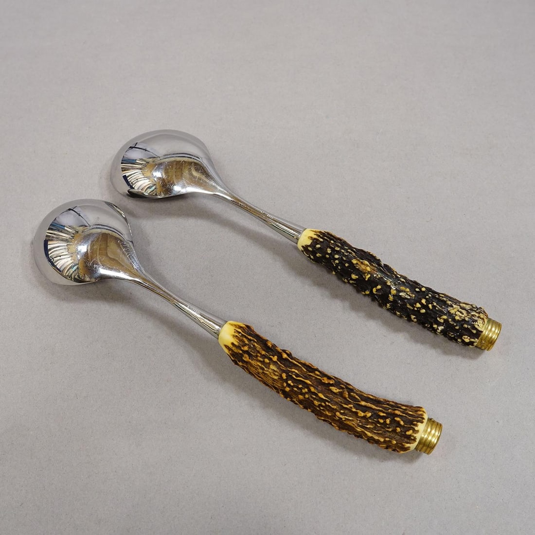 Vintage Stainless Steel and Horn Cutlery Serving Spoons, Wingen 1960s - 3