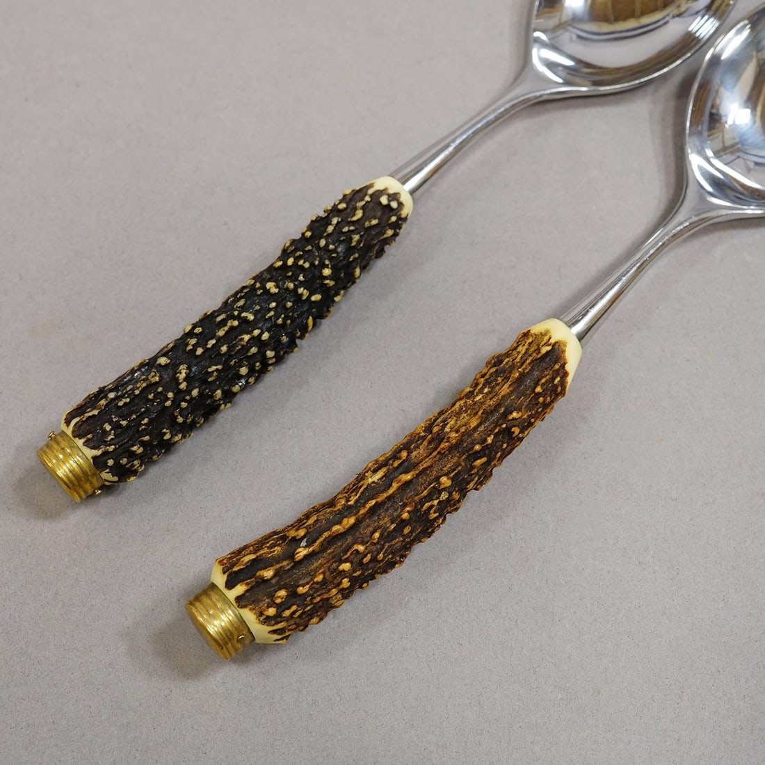 Vintage Stainless Steel and Horn Cutlery Serving Spoons, Wingen 1960s - 4