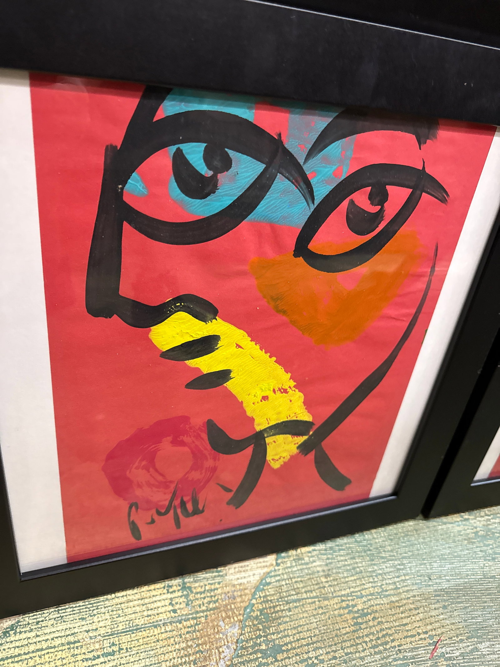 1970s Peter Keil Cubist Red Portrait Paintings a Pair - 4