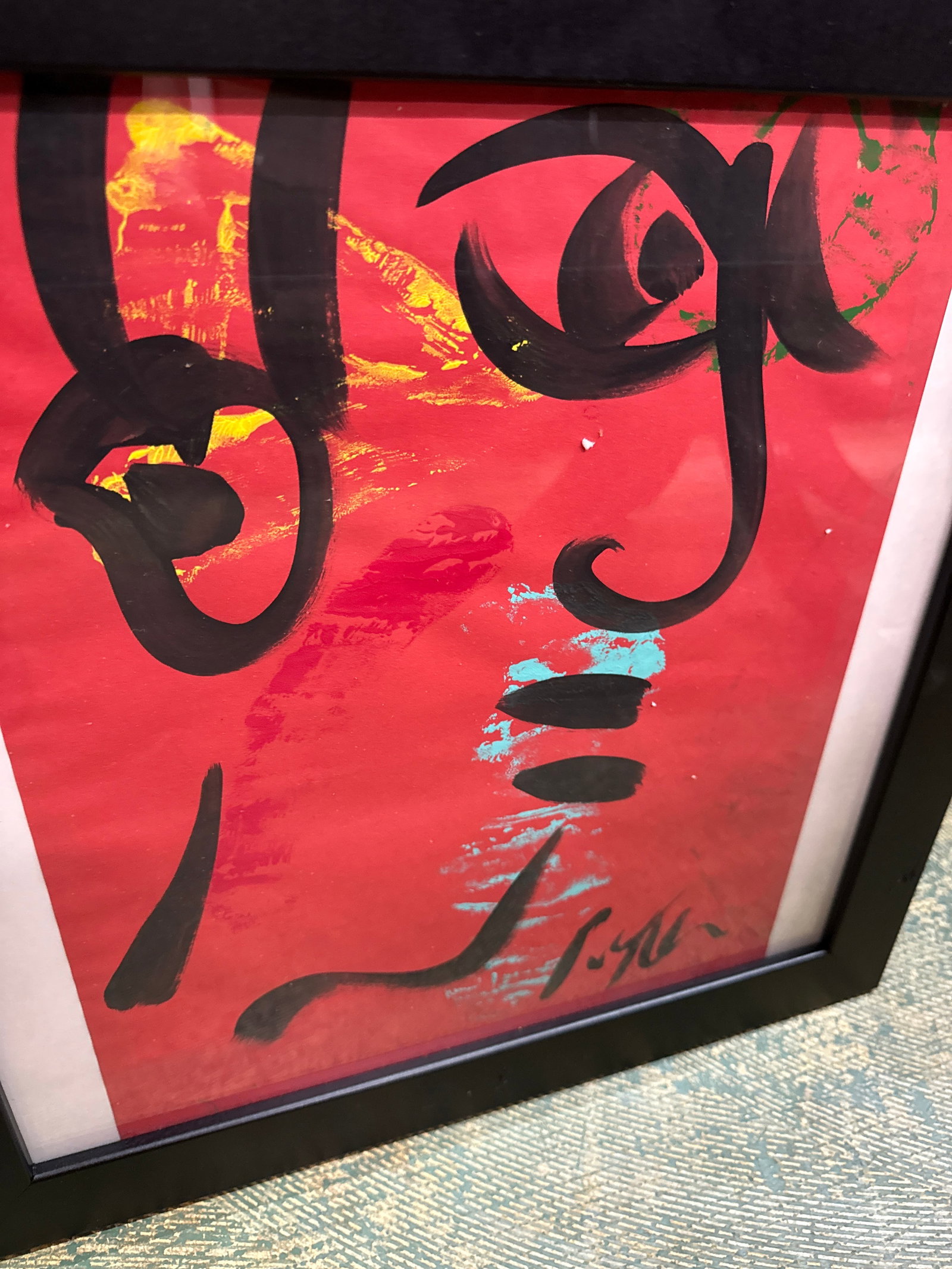 1970s Peter Keil Cubist Red Portrait Paintings a Pair - 5