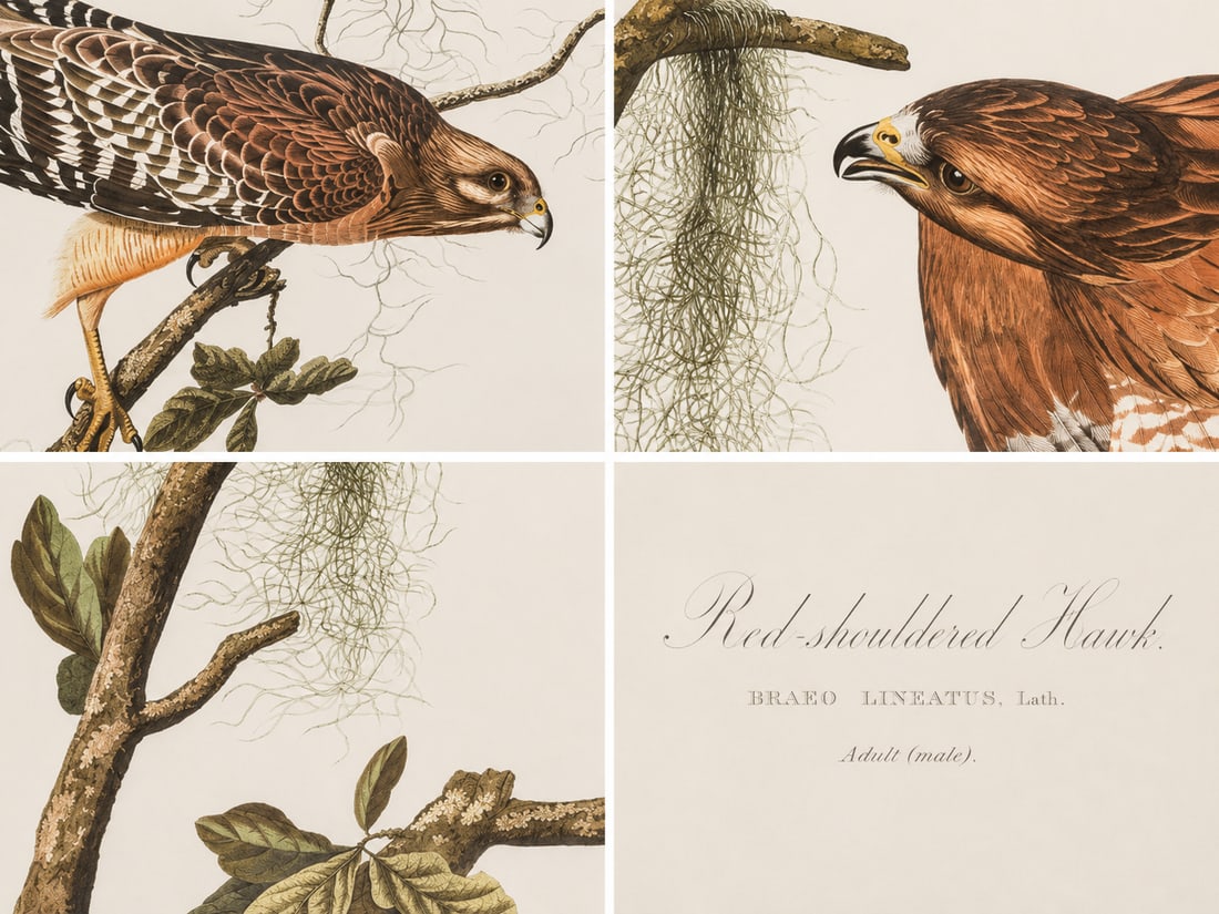 1980s The Abbeville Press Edition of the Red-Shouldered Hawk (Plate 56) From the Birds of America by - 3