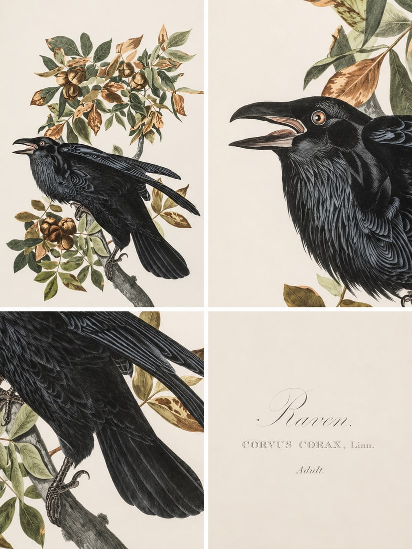 1980s The Abbeville Press Edition of the Raven (Plate 101) From the Birds of America by John James A - 5