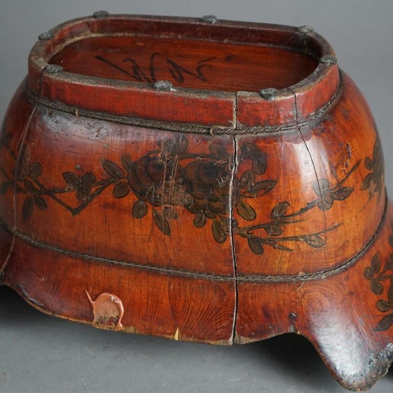 Antique Chinese Figural & Polychromed Wooden Basket Circa 1920 - 11