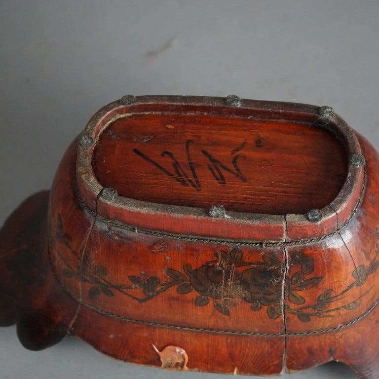 Antique Chinese Figural & Polychromed Wooden Basket Circa 1920 - 12