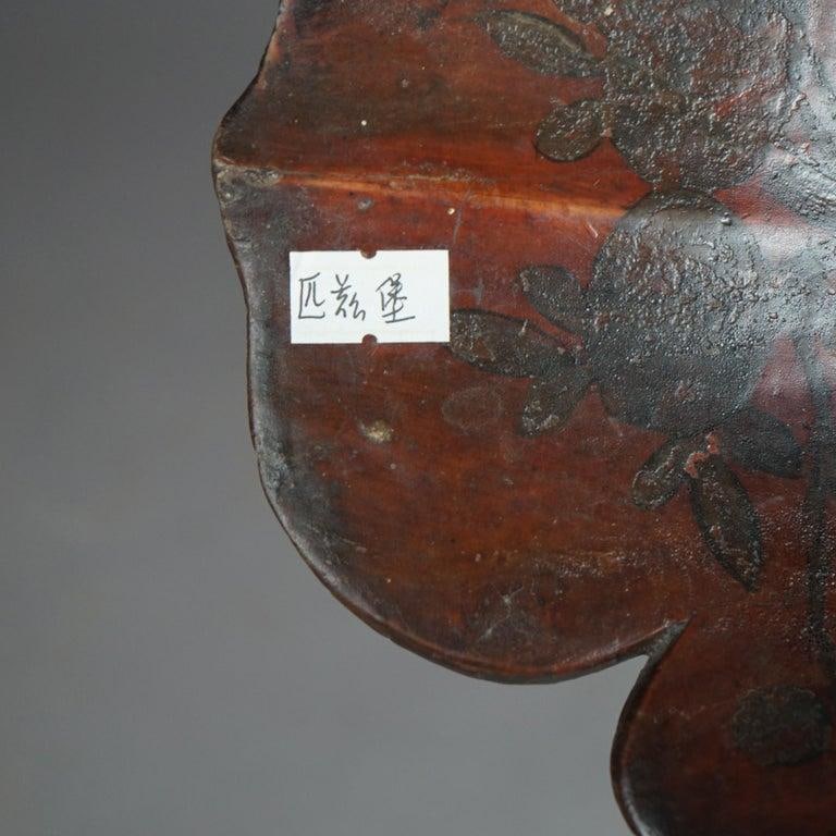 Antique Chinese Figural & Polychromed Wooden Basket Circa 1920 - 14